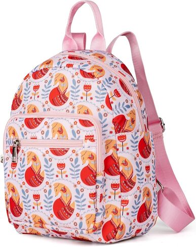 Small Purse Backpack for Women Cute Mini Backpack Nylon Lightweight Fashion Daypack for Ladies Waterproof Travel Work Daily Backpack (Flower Pattern) in Saudi Arabia