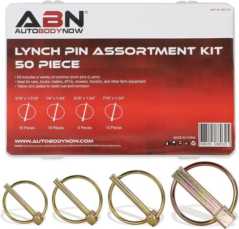 ABN Spring-Loaded Lynch Pin 50-Piece Assortment Kit – L Pin Fastener Set – Boat, Bike, Tractor L-Pins Trailer Hitch Lock in Saudi Arabia