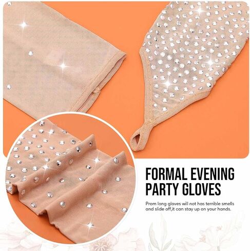 CASDRE Rhinestone Fingerless Gloves Long Evening Party Arm Sleeves Sparkly Halloween Cosplay Accessories for Women and Girls in Saudi Arabia