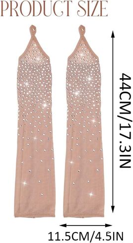 CASDRE Rhinestone Fingerless Gloves Long Evening Party Arm Sleeves Sparkly Halloween Cosplay Accessories for Women and Girls in Saudi Arabia