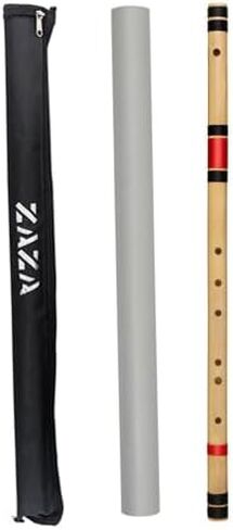 Zaza Percussion- فلوت بانسوري من الخيزران المصقول الاحترافي - (الفلوت الهندي) مع حقيبة حمل (G-Middle) in Saudi Arabia