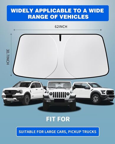 Car Windshield Sun Shade, Sunshade for UV Protection, Sun Shield, Foldable Windshield Cover, Automotive Window Shade, Blocks Heat, Keep Vehicle Cool, Accessory for Interior Protection (58.6 X 31.1in) in Saudi Arabia