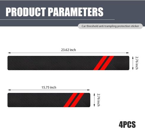 4 PCS Car Door Sill Protector, Car Door Entry Guard Sill Protector with Plastic Scraper Carbon Fiber Leather Threshold Stickers, Trunk Anti-scratch Decoration, Universal for Most Cars (Red) in Saudi Arabia