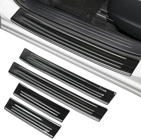 4PCS Door Sill Protector Compatible with Mazda 2017-2025 CX5 CX-5 Accessories Black Brushed Stainless Steel Material Auto Door Entry Guards in Kuwait