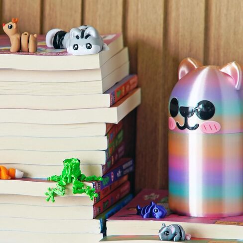 22PCS 3D Printed Mini Animal Set, 20pcs + 1Random Pet + 1 Gift Box, Cute 3-D Print Fidget Animals Executive Desk Decoration, Gradient Silk Rainbow in Kuwait