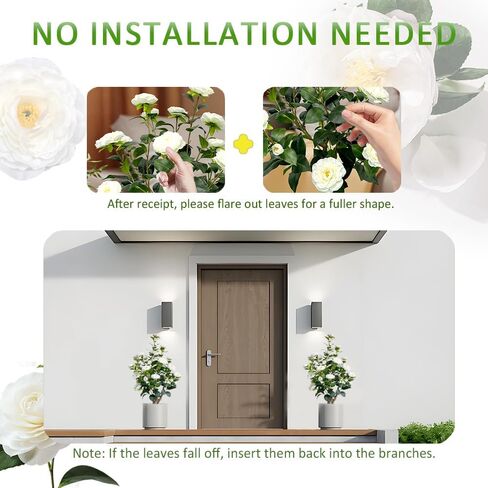 2 Pack 39" Artificial Camellia Tree, 3.2 Ft Fake Camellia Plant with 28 Blooming White Flowers, Artificial Plants in Pot for Home Front Door Christmas Indoor & Outdoor Decor in Saudi Arabia
