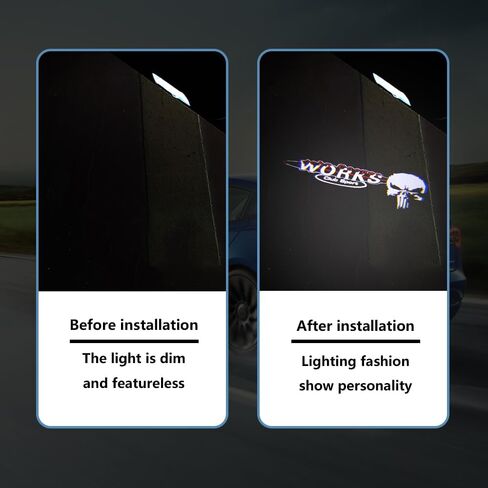 2PCS Car Door Lights Projector Compatible for Mini Cooper/Clubman/Countryman/Paceman/Sports R55 R56 R57 R58 R59 R60 R61 F55 F56 F57 Ghost Shadow Welcome LED Puddle Lights Car Accessories (Works) in Saudi Arabia