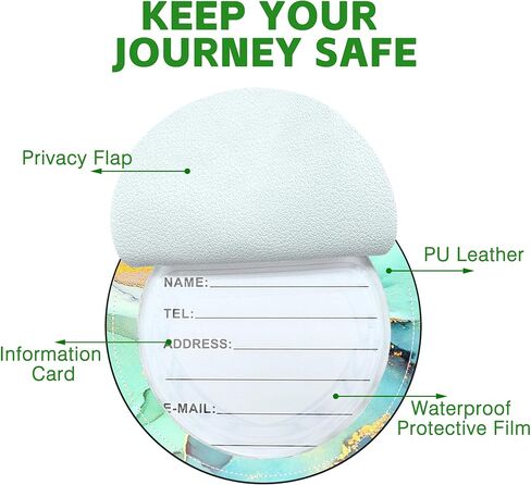 Round Luggage Tag for Suitcases,Yellow Cute Shiba Dog 2 Pack Leather Travel Luggage Tags with Name ID Label Privacy Flap and Steel Loop for Women and Men Suitcases Travel Bags Luggage Bags in Kuwait