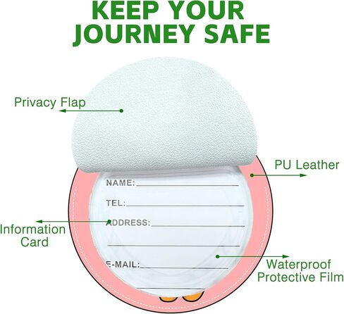 Round Luggage Tag for Suitcases,Yellow Cute Shiba Dog 2 Pack Leather Travel Luggage Tags with Name ID Label Privacy Flap and Steel Loop for Women and Men Suitcases Travel Bags Luggage Bags in Saudi Arabia