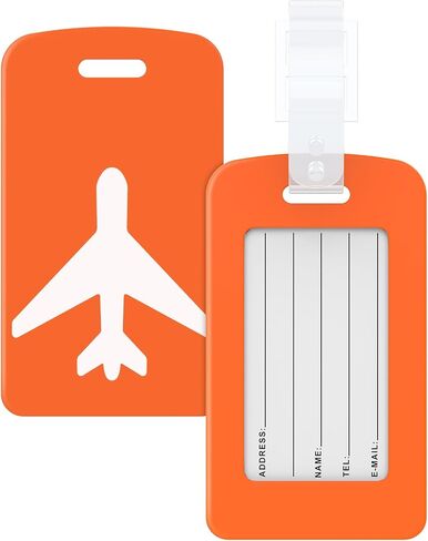 Silicone Luggage Tags for Suitcases (2 Pack) - Vibrant Waterproof Travel Tags for Luggage, Luggage Identifiers for Backpack Tags, Travel Accessories (Orange) in Saudi Arabia