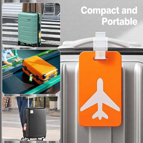 Silicone Luggage Tags for Suitcases (2 Pack) - Vibrant Waterproof Travel Tags for Luggage, Luggage Identifiers for Backpack Tags, Travel Accessories (Orange) in Saudi Arabia