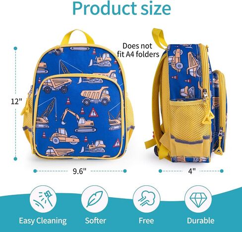 12 Inch Kids Toddler Preschool Travel Backpack Cute Cartoon Backpack For Girls Boys Baby School Bag for Ages 2-4 Daycare Travel Bags for Outdoor Sports Lightweight Anti-Loss(Blue excavator) in Saudi Arabia