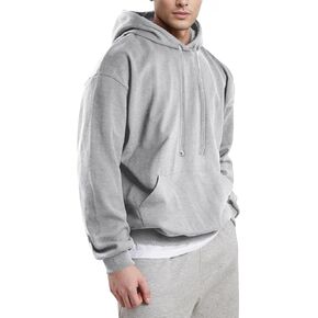 Ohoo Men's Loose Fit Midweight Hoodies Pullover French Terry Long Sleeve Hooded Sweatshirt with Pocket