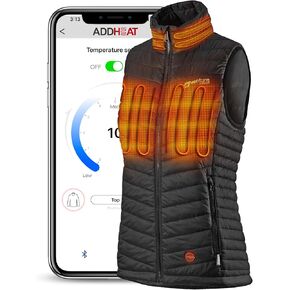 Women's Heated Vest with Battery Included - 4 Warming Zones, Bluetooth App Control, Outdoor Insulated Puffer