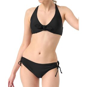 karrack Women's Bikini Set Bunny Tie Triangle Top Adjustable Cross Back Hook Closure Low Rise Lace Up Swimsuit