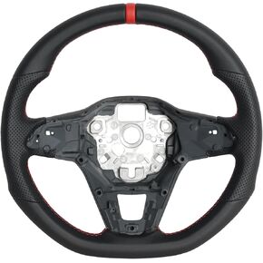 Real Carbon Fiber Steering Wheel for Golf MK6, D-shaped Flat-bottom Perforated Leather Grip Upgrade Replacement Steering Wheel for 2008-2014 Volkswagen Golf MK6