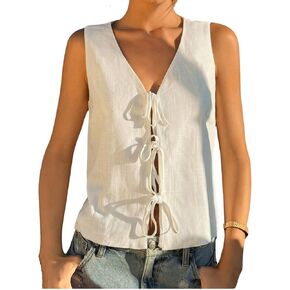Verdusa Women's Babydoll Boy Tie Step Front Coquette Cute Out Out Tops Summeres Summer Summer