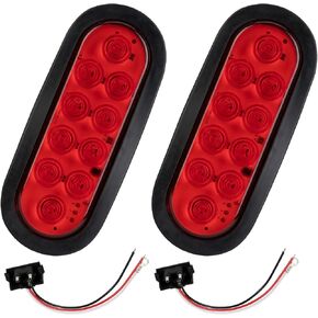 2pcs 6 بوصة مصابيح ذيل LED Red LED ، 10 مصابيح LEDs Stop/Turn/Brake مع حلقات شباك السطح ، DOT معتمدة IP67 مقاومة للماء لشاحنة RV Boat Trailer Bus