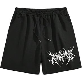Men's Letter Graphic Shorts Drawstring Waist Track Shorts Summer Drippy Shorts