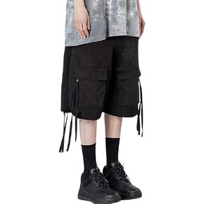 OYOANGLE Men's Drawstring Flap Pocket Cargo Shorts Straight Leg Knee Length Streetwear Casual Shorts