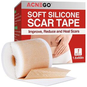 Silicone Scar Sheets for Surgical Scars, Silicone Sheets for Scars Silicone Scar Tape for Surgical Scars Scar Silicone Strips, Keloid, C-Section Scar Removal(1.6"X 59" Roll-1.5M)