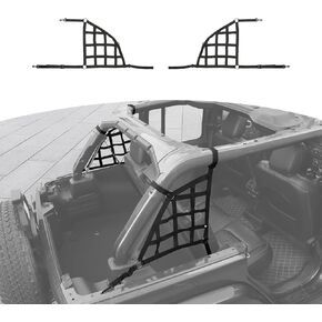 RT-TCZ for Wrangler JL Mesh Cargo Trunk Side Net Restraint Protective Roof Top Baggage Side Net for Jeep Wrangler JL JLU 4 Door 2018 Up Black Accessories 2pcs