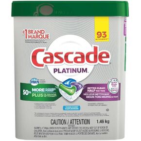 Cascade Platinum Dishwasher Pods, Dishwasher Detergent, Dishwasher Pod, Dishwasher Soap Pods, Actionpacs with Dishwasher Cleaner and Deodorizer Action, Fresh, 62 Count of Dish Detegent Pods
