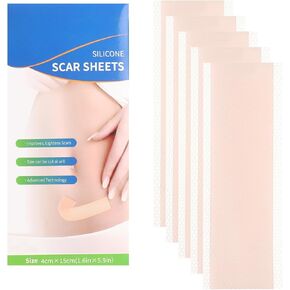 Silicone Scar Sheets 5Pcs Silicone Scar Tape 30‘’ Painless Scars Removal Strips Reusable Gel Tapes Treatment Sheets for C-Section Old & New Scars