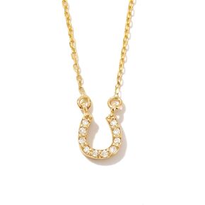 Gelin Diamond Horseshoe Necklace in 14K Solid Gold | Dainty Gold Pendant Necklace for Women | Gift for Birthday | 18"