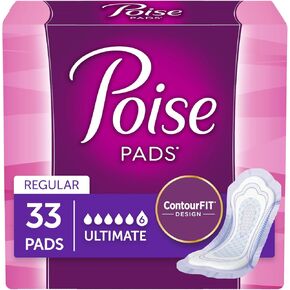 Poise Incontinence Pads, Ultimate Absorbency, Regular, 33 Count