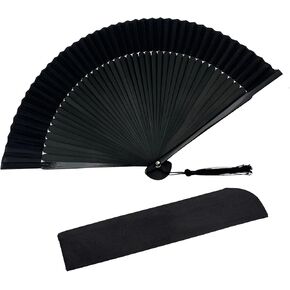 Hand Fans for Women Foldable - Bamboo Silk Folding Fan Handheld, Fans for Line Dancing Wedding, Portable Bridal Party Favor, Elegant Church Performance Gift (Grey Sakura)