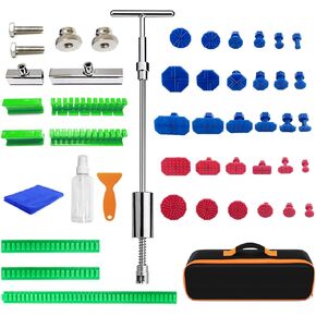 DBG06 Dent Puller Kit - Paintless T-Bar Car Dent Puller, Glue Tabs, Pull Wire Tool Clutch, Auto Body Dent Removal Kit