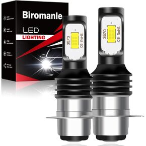 H6M Bulb Compatible with 1996-2016 Kawasaki Yamaha Rhino 660 450 Big Bear 400 Mule 610 600 Banshee 350;Brighter 6000LM 6000K White Light;P15D ATVS fog light Bulb(2 Pack)