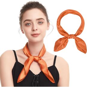 Zando Silk Head Scarf for Women Square Chiffon Scarf for Hair Wrapping Solid Color Retro Scarfs Neck Scarf Purse Scarf