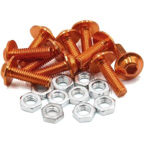 uxcell 10pcs M6 Black Aluminum Alloy Hex Socket Head Motorcycle Bolts Bumper Screws Nuts Universal Replacement