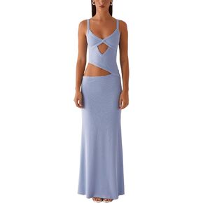 nufiwi نساء bodycon سباغيتي حزام قطع maxi فستان جوفاء مثير الفساتين المجهزة بلا أكمام