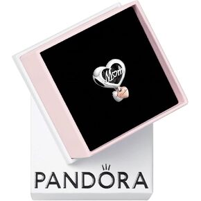 Pandora شكرًا لك Mum Heart Charm - هدية لها - لحظات متوافقة Rose & Sterling Silver - مع صندوق هدايا