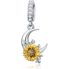 PROESS Moon/Sunflower/Butterfly/Cat/Dog Charm 925 Sterling Silver Dangle Charm for Necklaces, Bracelet Pendant Beads Jewelry Gifts for Women