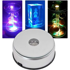 4 "7 LED حامل دوار متعدد الألوان ، قاعدة القرص الدوار للفنون الفنية من Crystals لسطح المكتب والزخرفة الغرفة