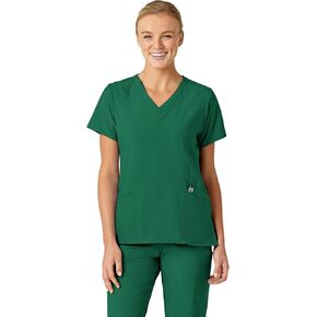 WonderWink W123 Women’s Stylized V-Neck Scrub Top — Hunter, 1X