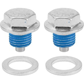 Universal Oil Drain Plug Anti Leakage Oil Pan Drain Bolt Screw Thread Repair Aluminum 2 Set with Gasket Silver Tone White Magnetic M12x1.25