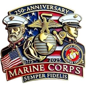250th Anniversary Commemorative Pin Marine Corps Emblem Lapel Alloy Button Brooches Veteran Military Collection Gift Jewelry