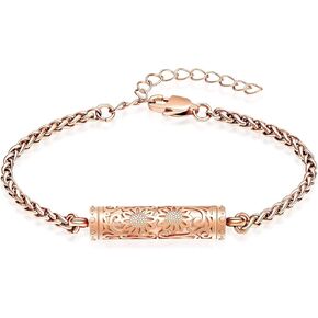 constantlife Cremation Bracelet for Ashes for Women Stainless Steel Sunflower Cylinder Urn Adjustable Link Bangle Memorial Jewelry Loved Ones Ashes Holder Keepsake