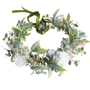 Vivivalue Rose Flower Crown Boho Flower Beadband Hair Weath Floral Headpiece Halo with Ribbon Wedding Party Festival Red