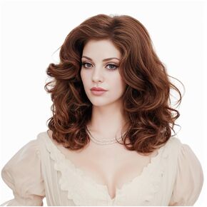 Rugelyss Vintage Long Wavy Brown Mixed Blonde Wigs for Women Wig for Lady Natural Synthetic Full Wigs for 70s 80s Cosplay Costume Disco Hair Wig