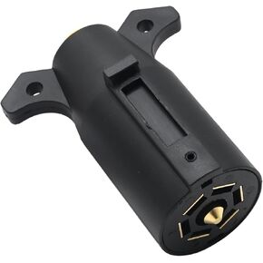 7-Pin Trailer Plug Connector 12V 7-Way Trailer Plug Round RV Style Flat Blade Trailer Light Plug Replacement End Trailer Harness Connector