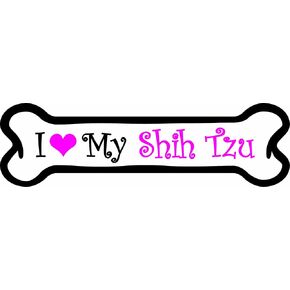 7-Inch by 2-1/4-Inch Car Magnet Pink Bones, I Love My Shih Tzu