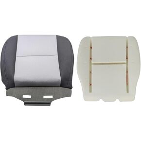 GXARTS Driver Side Bottom Replacement Cloth Ebony & Titanium Seat Cover & Foam Cushion Compatible with GMC Sierra 1500 2500 3500 with Chevy 2007 2008 2009 2010 2011 2012 2013 2014