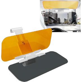 1 PC Car 4.72" x 12.6" Anti-Glare Sun Visor, Anti-high Beam Goggles Dual-Purpose HD Vision Safety Driving Visor, Retractable Push-Button Accessories, for Most Cars (Black & Yellow)