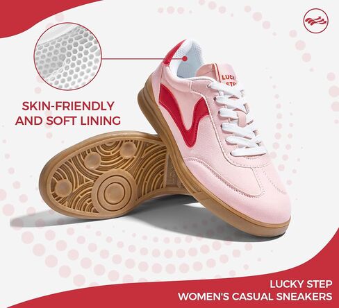 LUCKY STEP Women's Retro Fashion Sneakers Classic Cute Casual Trainers Trendy Footwear Lace up Tennis Walking Skate Shoes in Kuwait